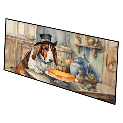 Basset Hound Fall Kitchen Pumpkins Runner Mat 28x58
