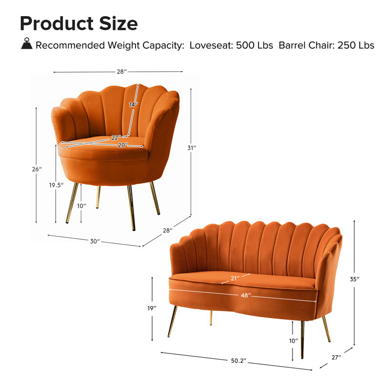Ensemble de salon Hendrix , Velours orange