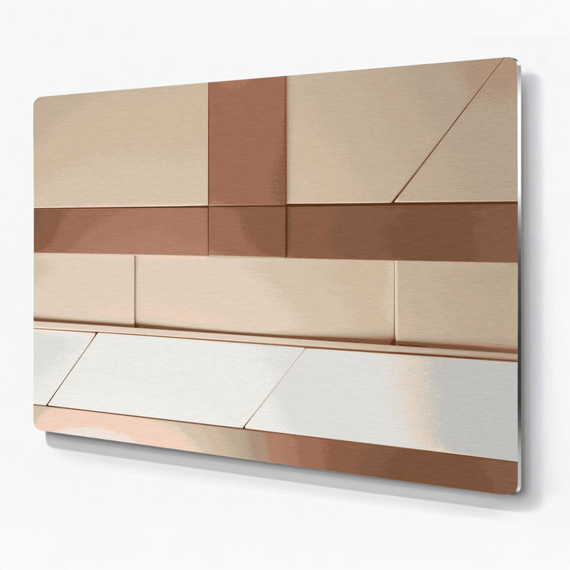 Minimalisme 29, art mural en métal beige, H 20 po x l 30 po