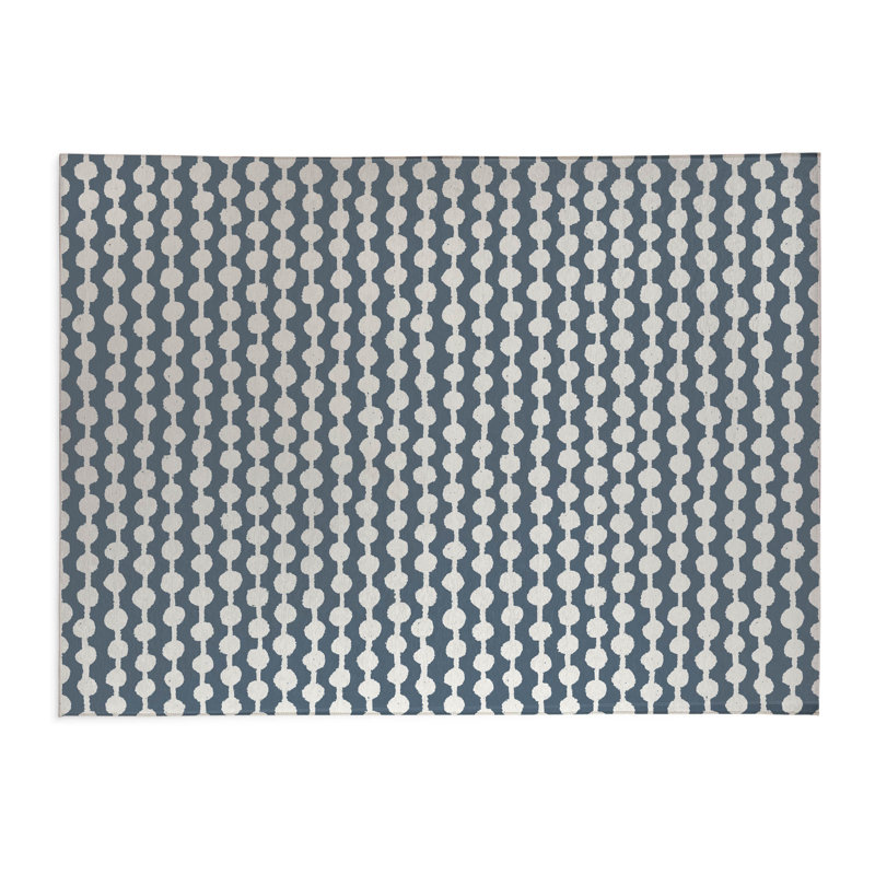 Dot Tied Lightweight Non-Slip Kitchen Mat, Blue, Rectangle 2' x 3'