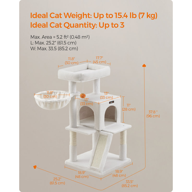 96cm H Cat Tree, Cream White
