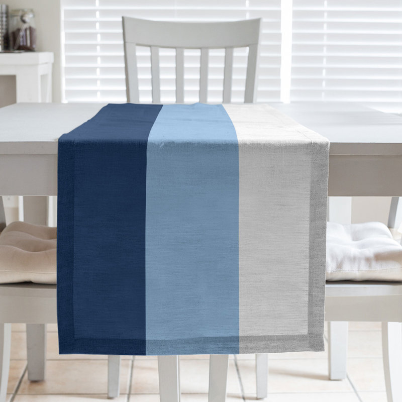 Chemin de table, Tampa Bay, 90 po x 16 po, Bleu marine / bleu clair / blanc