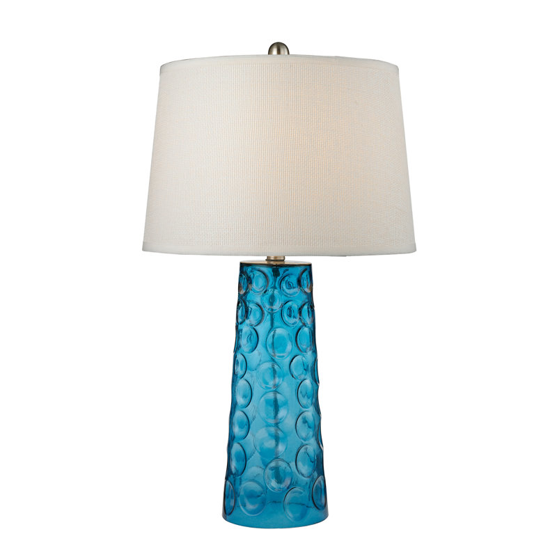 Lampe de table 1 lumière en verre martelé de 27 po de hauteur - Bleu