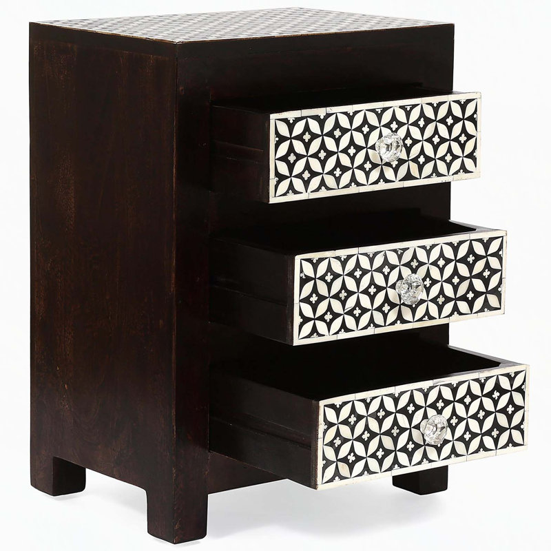 Table de chevet 3 tiroirs en bois