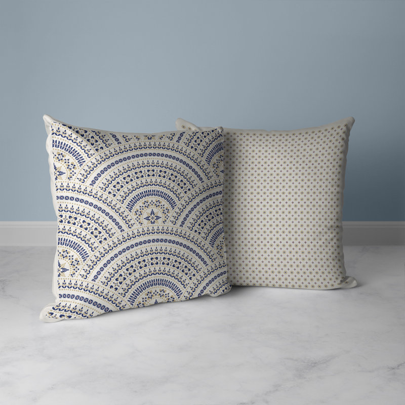 Coussin décoratif intérieur / extérieur Gridlock Glamour, Blue/Orange, 26"H x 26"W