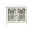 Console blanche - Table rectangulaire à 2 portes avec compartiment en verre et tablette