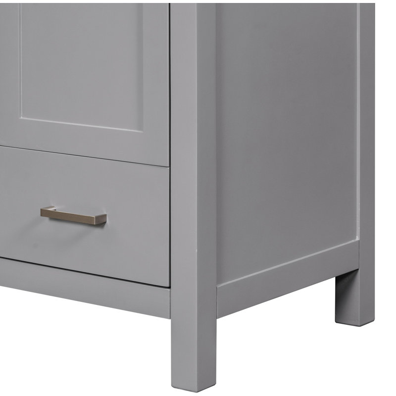 Meuble-lavabo de salle de bain avec lavabo simple, meuble-lavabo encastré et armoire de rangement pour salle de bain
