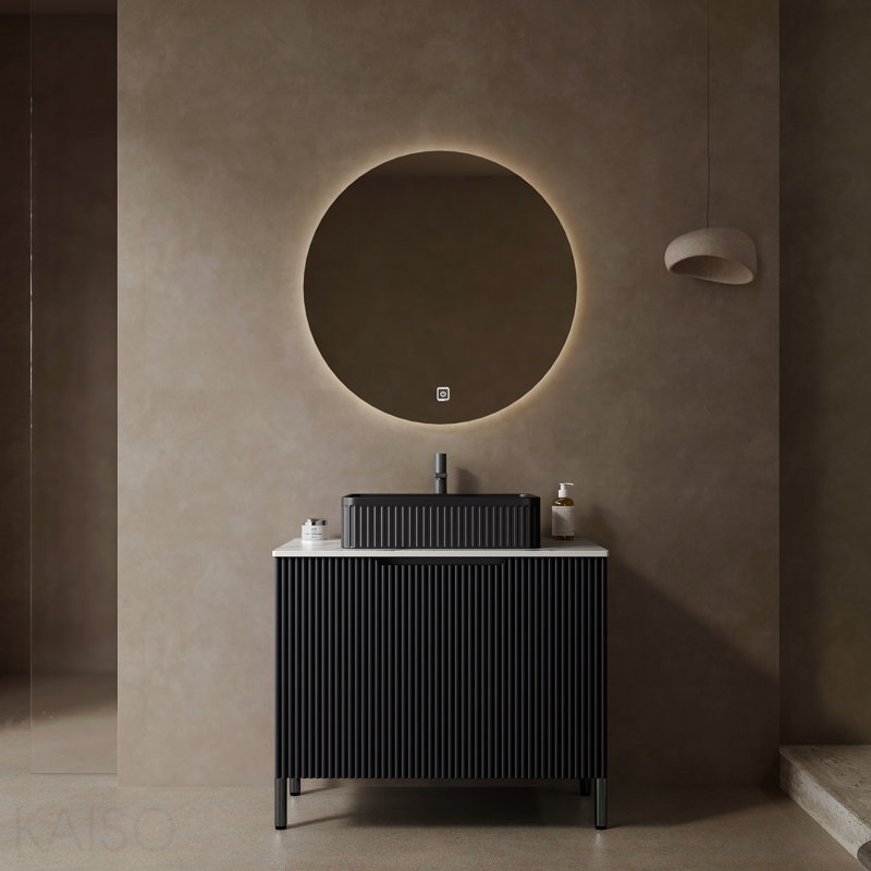 30" Bathroom Vanity With Sink, Freestanding Bathroom Storage Cabinet With 2 Doors, Black Ceramic Basin And Carrara White Counter Top, Black Color