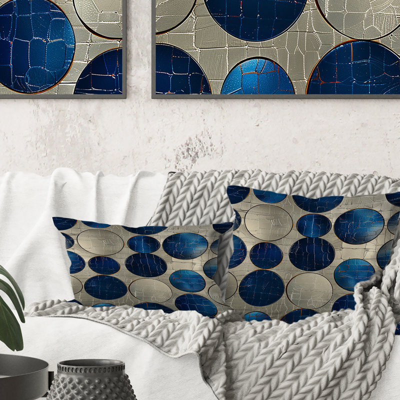 Coussin bleu Midcentury Circles II - Midcentury
