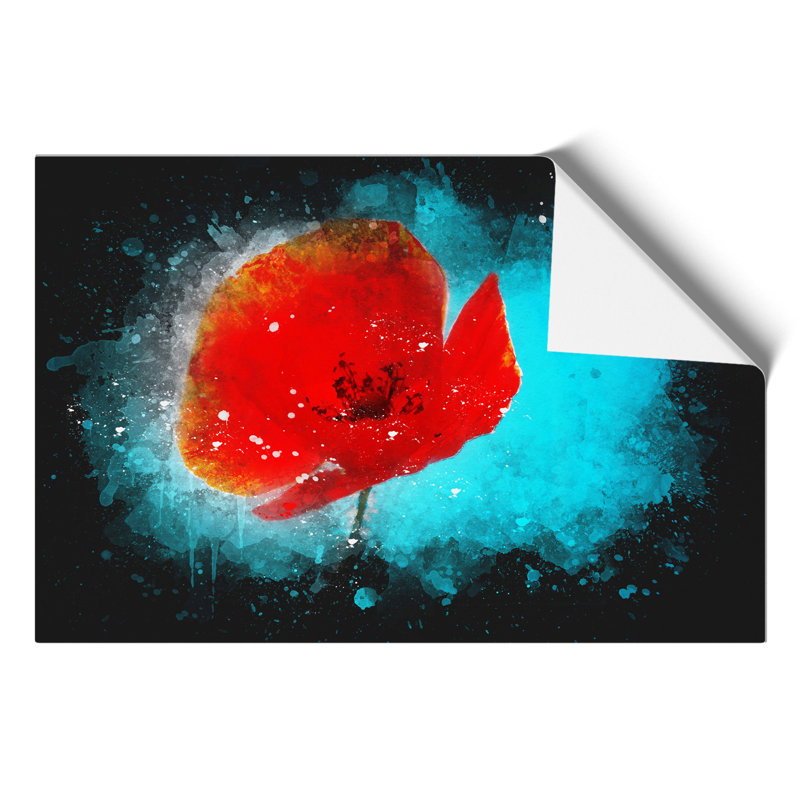 Red Poppy Flower Paint Splash - Frameless Print, 59cm H x 84cm W x 0.1cm D