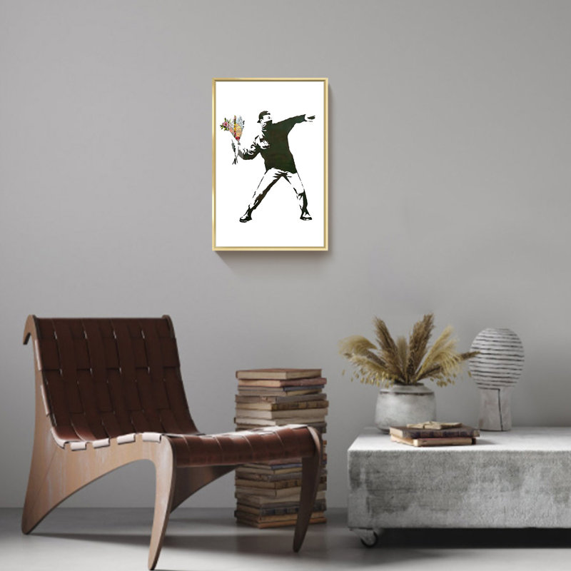Reproduction d'art sur toile encadrée Banksy, Doré, H 24 po x l 16 po x P 1,34 po