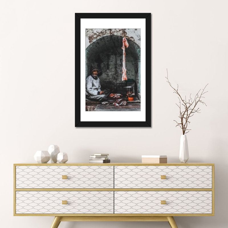 « agra, inde i » par luke anthony gram, reproduction d’impression sur toile tendue, Papier d'art encadré noir, Blanc