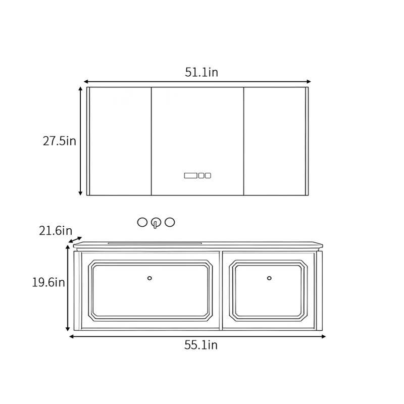 Amundson, H 19,6 po x l 55,1 po x P 21,6 po
