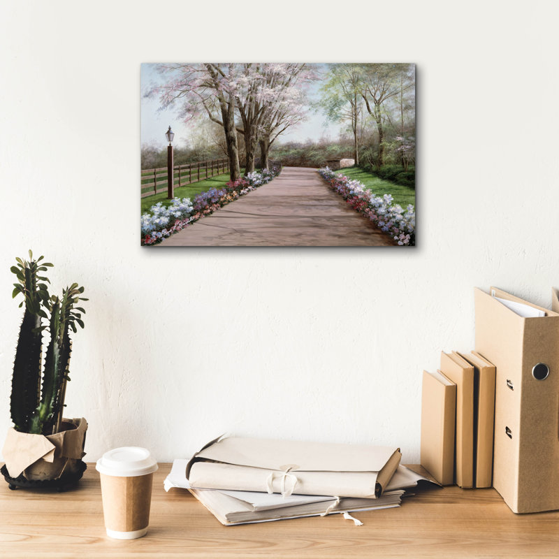 «Country Lane» par Diane Romanello, art mural sur toile, H 12 po x l 18 po x P 0,75 po
