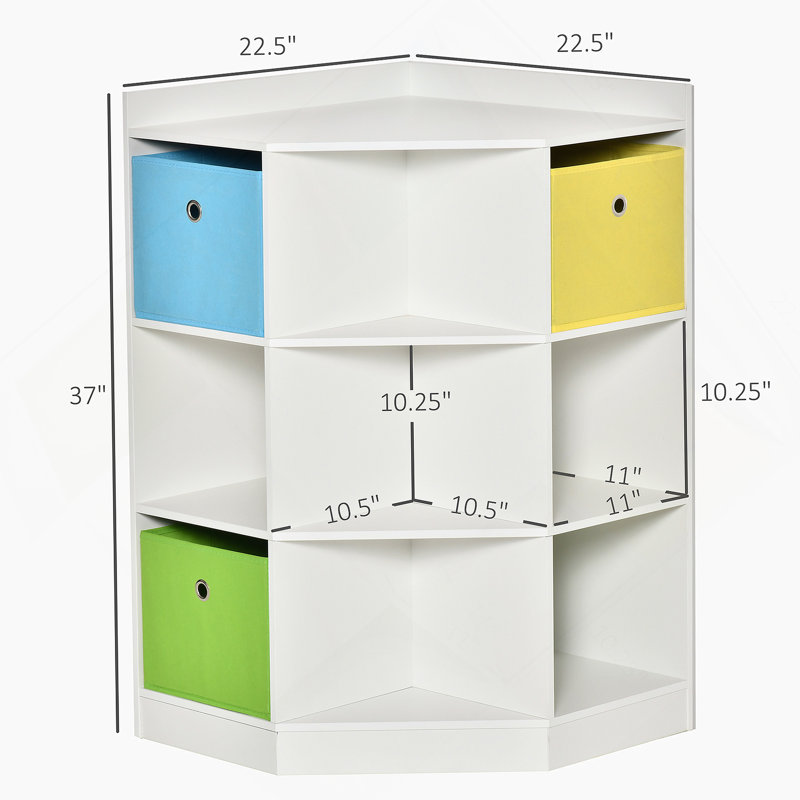 Armoire de coin pour enfants, organisateur de rangement pour jouets Cubby, Blanc