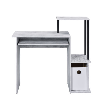 Bureau d'ordinateur antique blanc et noir avec plateau à clavier | Idée de cadeau