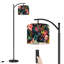 Lampe sur pied à arc avec abat-jour réglable Fleurs de mariage peintes à la main Fleurs abstraites lumineuses sur pied Lampe sur pied à 3 températures de couleur à intensité variable avec interrupteur au pied pour la chambre à coucher