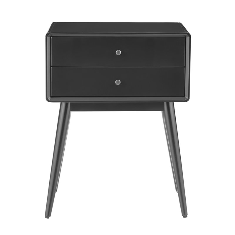 Table de chevet moderne avec 2 tiroirs de rangement Stephanie Elle Decor Mid-Century, Noir