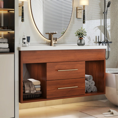 Meuble-lavabo moderne simple avec lavabo encastré en céramique intégré