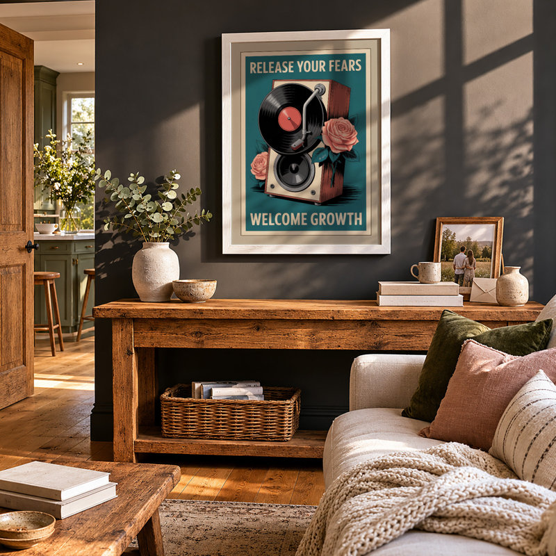 Release and Grow Retro - Framed Print, A3 - 42.0 x 29.7 cm, White