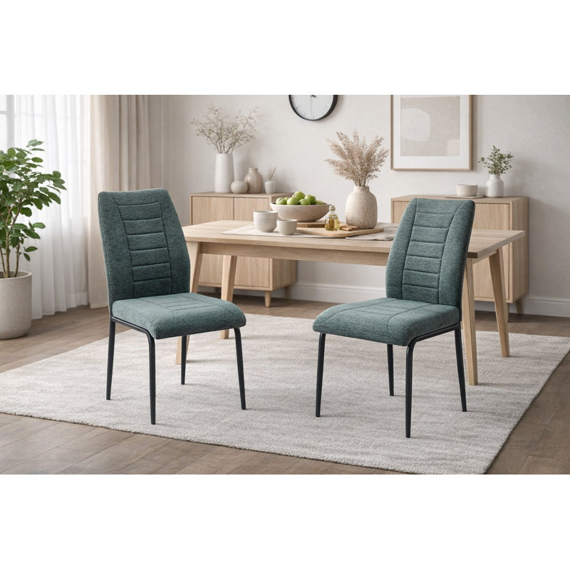 50cm H Polyester Blend Upholstered Metal Side Chair, Green