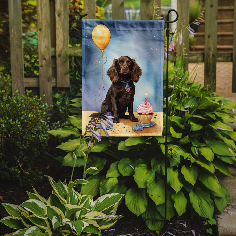 Drapeau de jardin «Happy Birthday», Épagneul Boykin