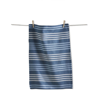 Basket Weave Stripe Dishtowel Gray