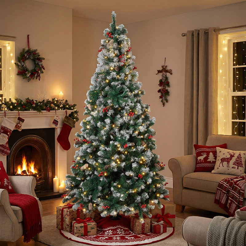 Lighted Artificial Pine Christmas Tree, 6.9' H