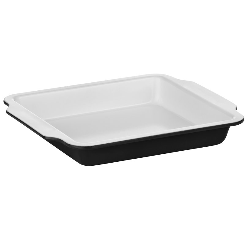Symple Stuff Ecocook Square Steel Baker Bakeware, Black/White
