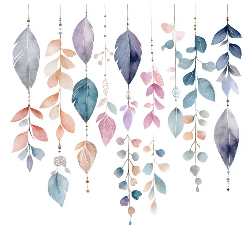 Housses de couette suspendues à feuilles d'aquarelle, Grand lit