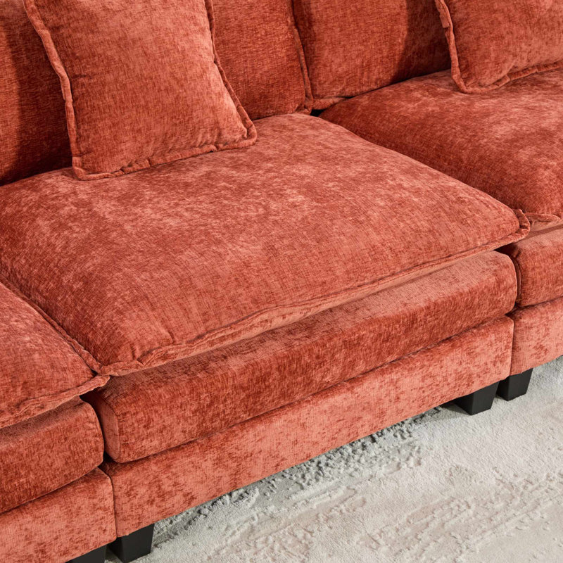 Très grand canapé modulaire Schmucker, Orange, H 33 po x l 78 po x P 35 po