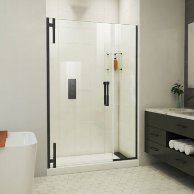  DreamLine Ascend 48 1/2 - 49 1/2 inch W x 72 inch H Frameless Pivot Shower Door in Matte Black