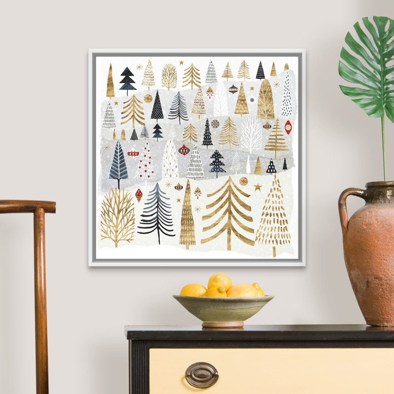 «Christmas Chalet III» par Victoria Borges - reproduction d'art sur toile, H 26 po x l 26 po x P 1,75 po, Cadre blanc
