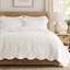 Ensemble de courtepointe 100% coton festonné | Conception festonnée, surpiqures florales, délavé, tissu 100% coton et bourre en coton, certifié OEKO-TEX® Standard 100-132146253-132146251