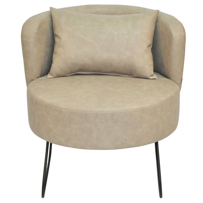 Modern Faux Leather Barrel Chair, Beige