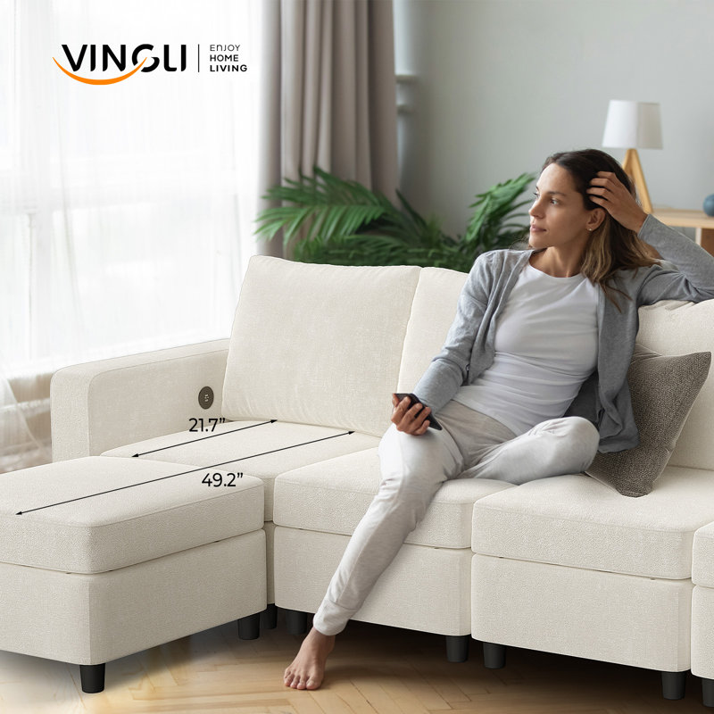 Canapé modulaire 9 pièces VINGLI, Chenille beige