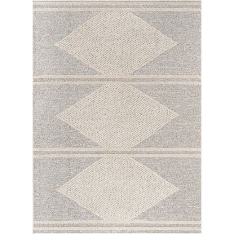 Well Woven Harlow Evie Tribal Diamond Medallion Pattern Beige Looped Pile Rug