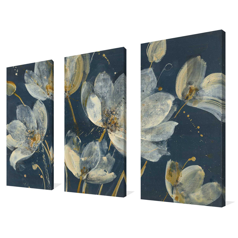 Jardin translucide - 3 pièces, reproduction d'art sur toile tendue, H 32 po x l 48 po x P 0,75 po