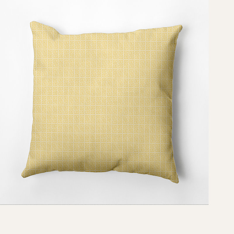 Geometric Reversible Throw Pillow, 16" H x 16" W, Lemon/White