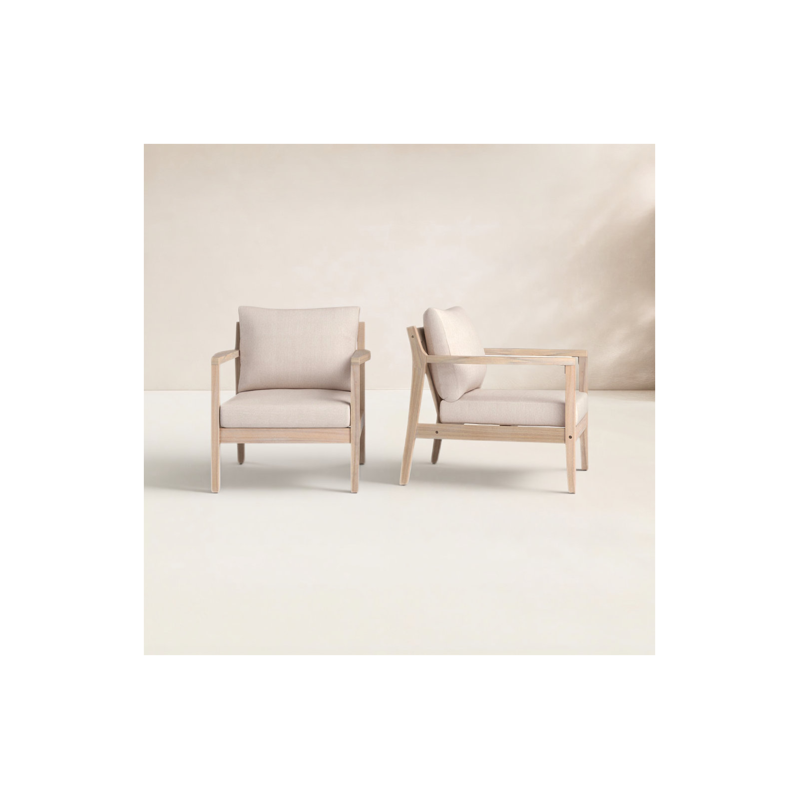 Amina Acacia Outdoor Lounge Chair, Beige Performance