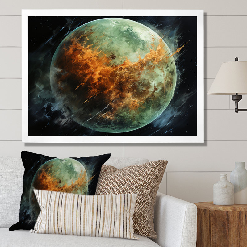 " Orange Misty Earthen ", 34" H x 44" W x 1.5" D, White Single Picture Framed