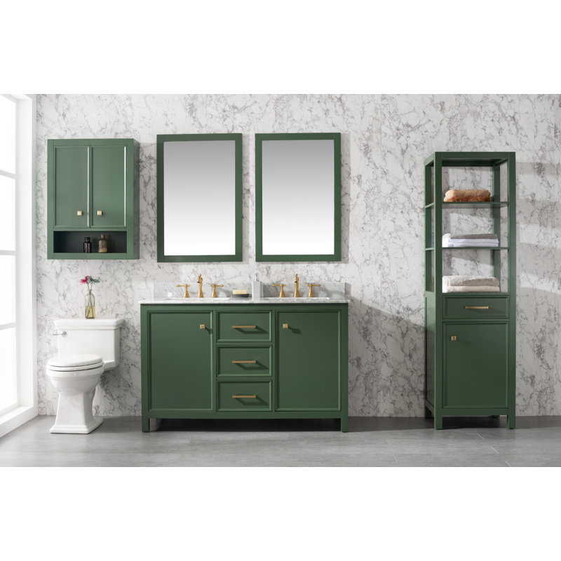 Talanna 54'' Double Bathroom Vanity with Marble Top, Vogue Green