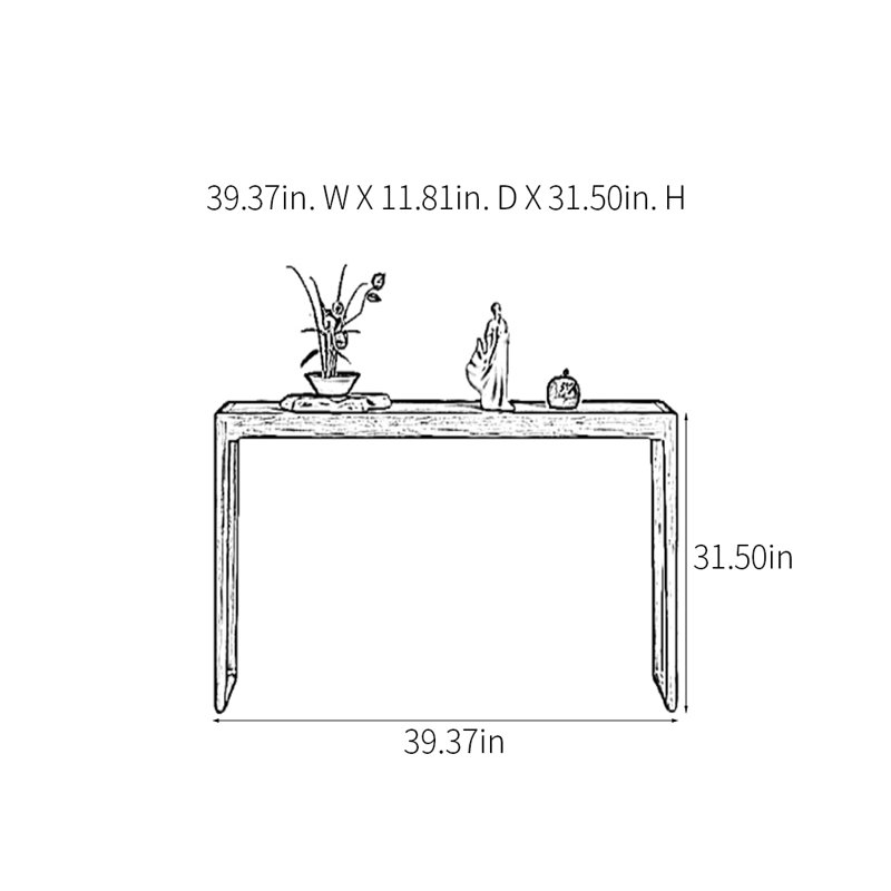 Console moderne en bois massif minimaliste moderne, Brun, H 31,5 po x l 39,37 po x P 11,81 po