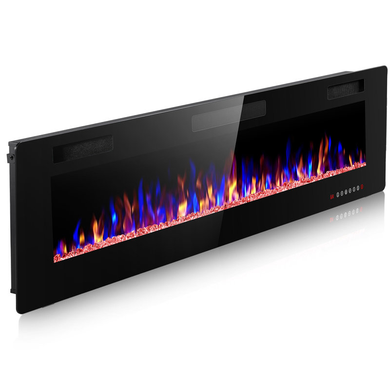 Recessed & Wall Mounted Electric Fireplace With Remote Control & Adjustable Flame, 18.1" H x 68" W x 3.86" D