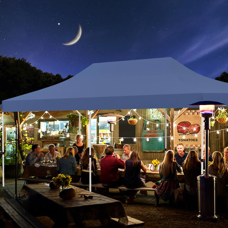 10 X 20ft Pop Up Canopy Outdoor Canopy Tent With 6 Sidewalls Carrying Bag, Blue