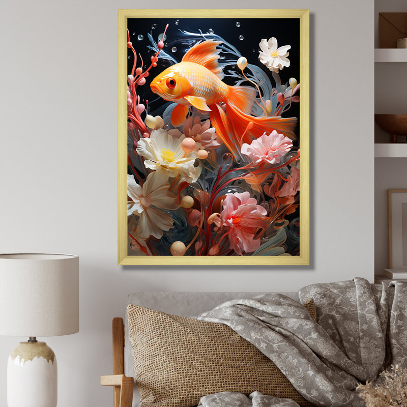 Minimalisme, aquariums, poisson, aquarium, impressions d'art mural_106437, Impression dorée sur toile encadrée