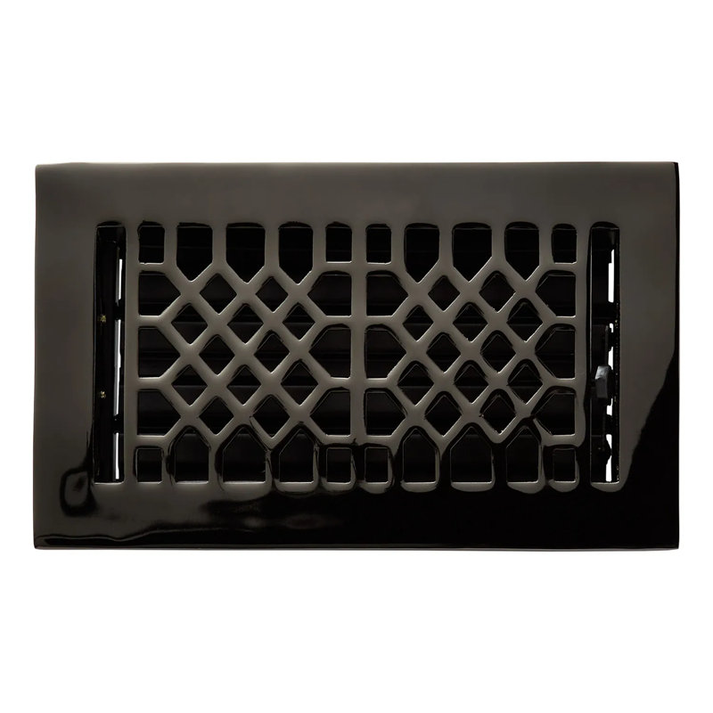 Metal Floor Register, 4" x 8", Black Nickel