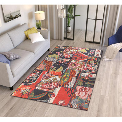Tapis décoratif rouge et noir