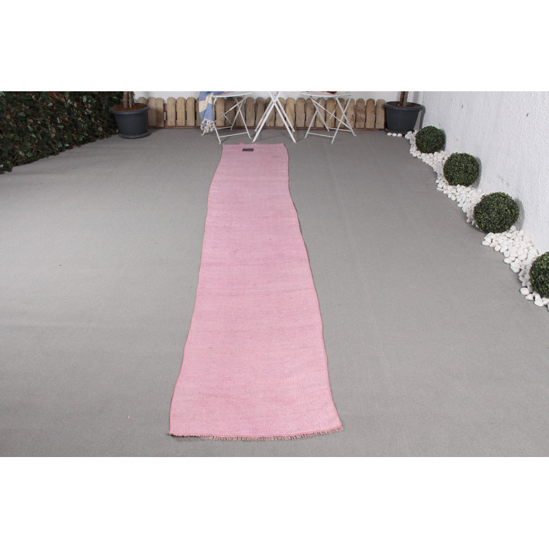 Tapis de couloir antique Kilim à tissage plat chanvre pour couloir d'escalier, conception éclectique abstraite