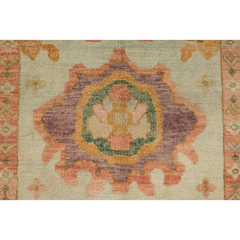 5x7 Green and Pink Turkish Oushak Rug